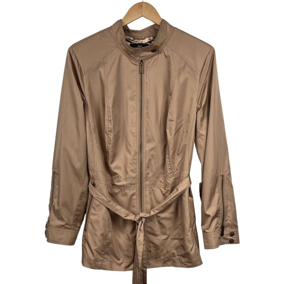 Dennis Basso QVC Water Resistant Tan Jacket Short Windbreaker with Tab Neck 1X - Picture 1 of 9